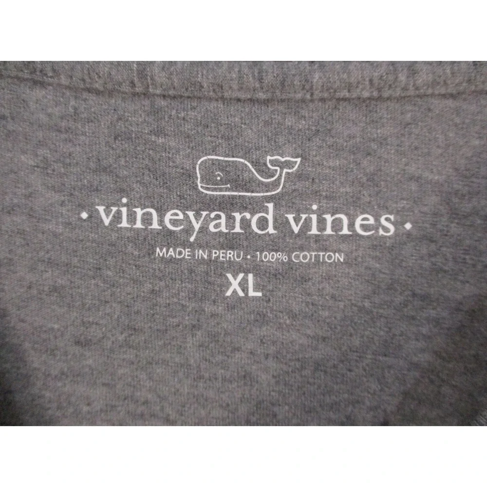 Vineyard Vines‎ Mens XL Gray Hockey Whale Long Sleeve Pocket T-Shirt Cotton